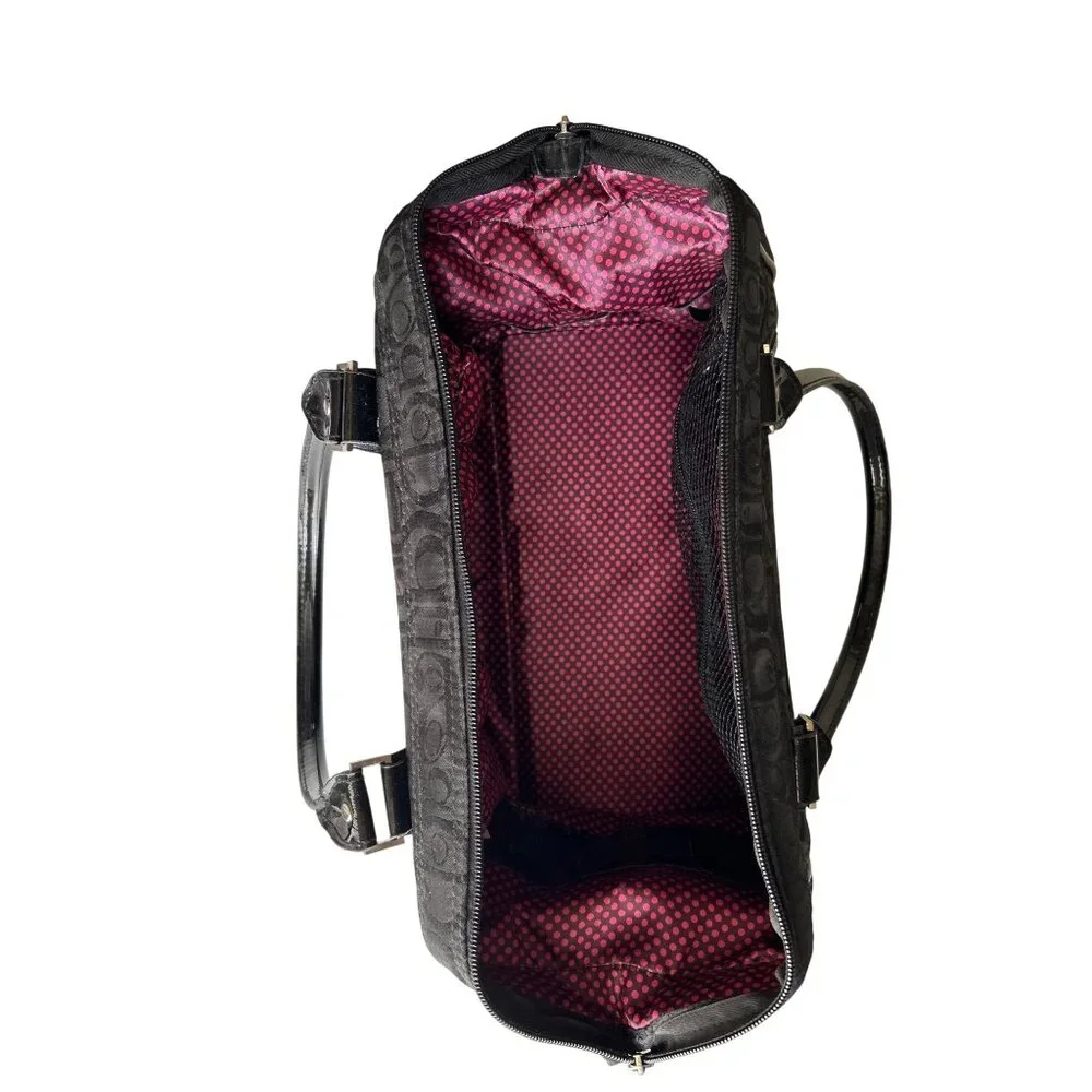 Caboodles Black Signature Print Travel Makeup Cosmetic Bag With Pink Interior
